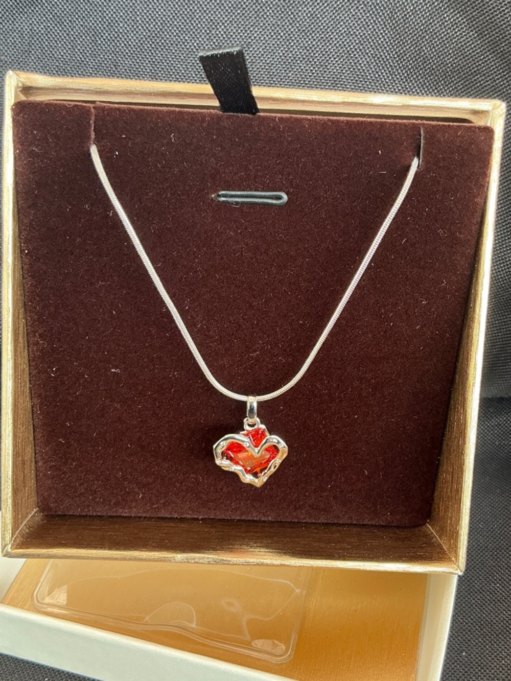 S925 Silver Heart Pendant Necklace with July Birthstone